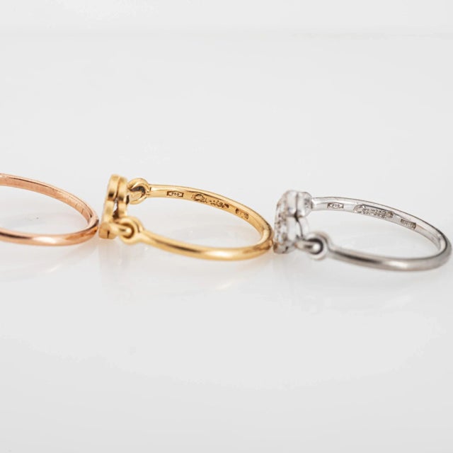 Set of 3 Cartier Hindu Diamond Rings EU 45 US 3 1/4 Estate 18k Gold Flower Band size 3.75 For Sale In Los Angeles - Image 6 of 6