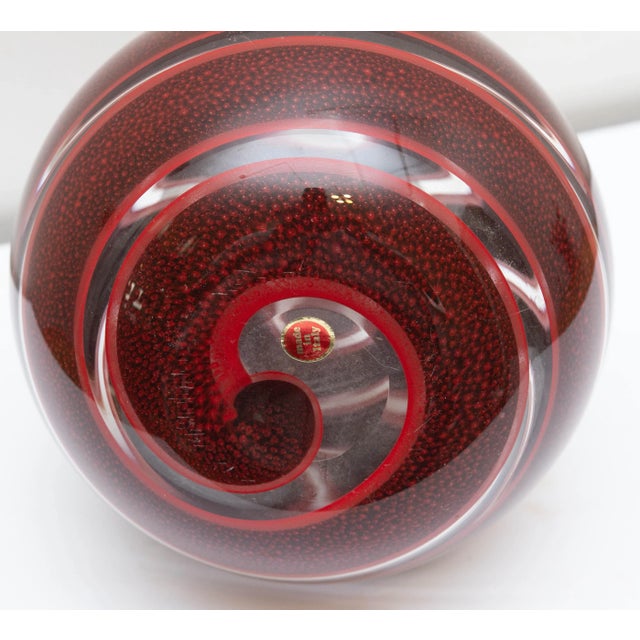 Mid-Century Modern Vintage Murano Garnet Red Swirl Vase For Sale - Image 3 of 4
