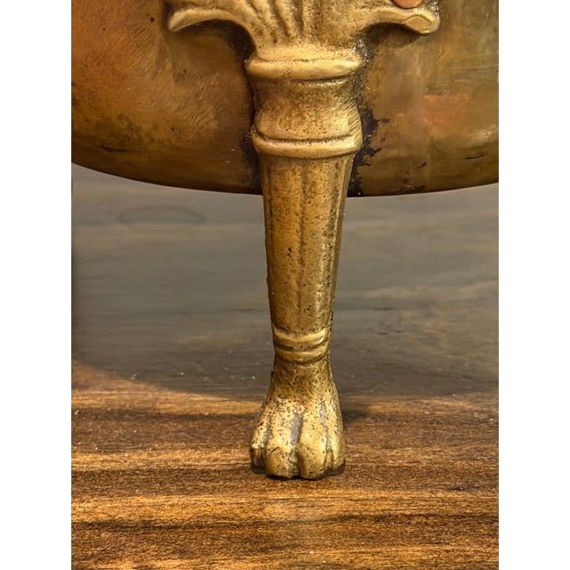 Antique Imperial Russian Tula Hammered Brass Jardinière With Lion Masks, C. 1900 For Sale In Dallas - Image 6 of 16