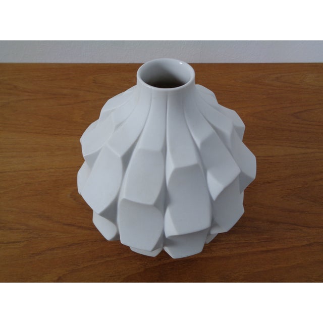 Bisque porcelain artichoke vase by Heinrich Fuchs for Hutschenreuther from the Archais series. Inscribed on the underside...