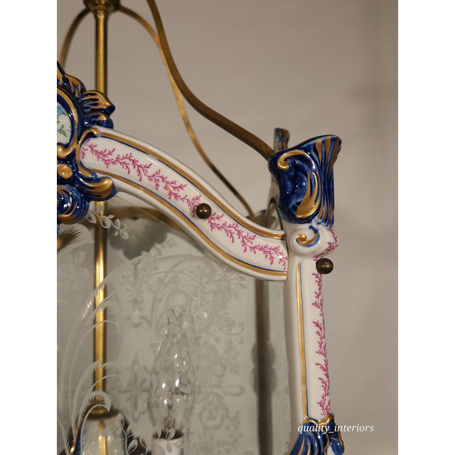 Rare Antique Sevres Chandelier Lantern Signed For Sale - Image 12 of 12