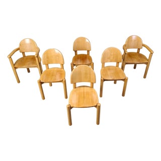 Pine Wood Dining Chairs by Rainer Daumiller for Hirtshals Savvaerk, 1980s, Set of 6 For Sale