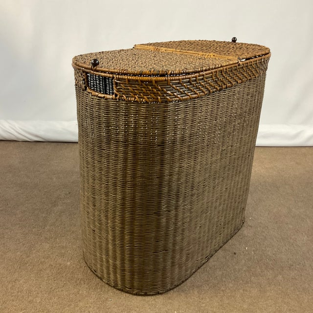 1980s Vintage Wicker Hamper With Two Compartments Chairish