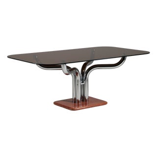 Italian Chrome and Smoked Glass Table from Guido Faleschini, 1970s For Sale