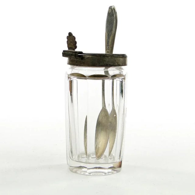 Silver German Biedermeier Mustard Container with Spoon, 1930s, Set of 2 For Sale - Image 8 of 9
