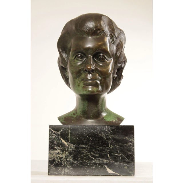 Vintage Bust by Cathy Hopkins (American/Philadelphia, 20th C.), Bronze with Nice Patina Mounted on Marble Base, Inscribed...