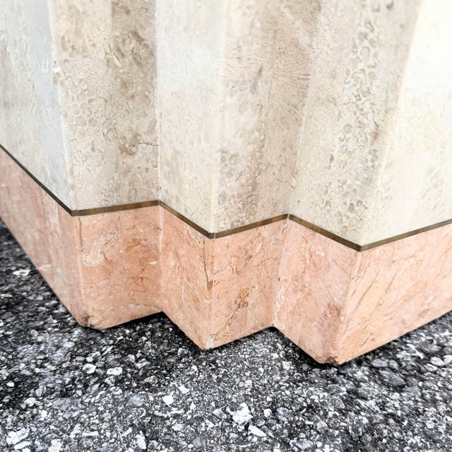 Postmodern Beige and Pink Tessellated Stone Table Base/Pedestal For Sale - Image 4 of 5