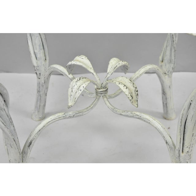 Metal Vintage Italian Hollywood Regency Iron Leafy Scroll Round Occasional Side Table For Sale - Image 7 of 14