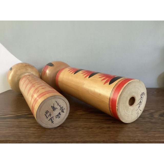 Vintage Decorative Traditional Kokeshi, Japan, 1970s, Set of 2 For Sale - Image 4 of 5