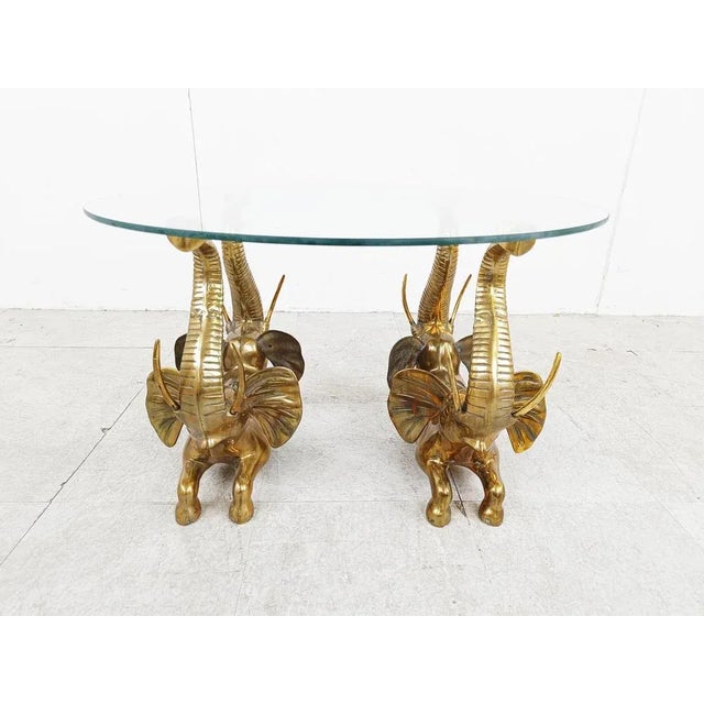Vintage Brass Elephant Coffee Table, 1970s, in Good conditions. Designed 1970 to 1979