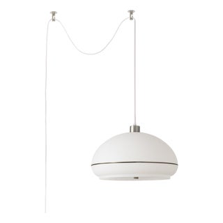 Morelli Pendant Swag Light Kit by Nova of California - Mid Century Modern, Lucite Shade, Black Nickel Steel, Dimmable For Sale
