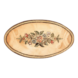 1920s Beige Floral Medallion Folk Art Antique American Hooked Rug Hand Knotted 2'6" X 4'2" Wool Carpet