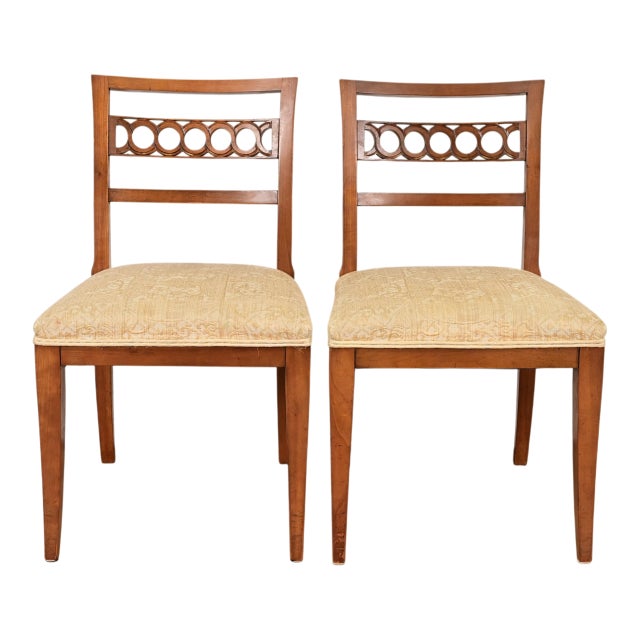 Kindel Furniture Regency Carved Cherry Wood Side Chairs or Dining Chairs, Pair For Sale