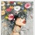 This expressive acrylic painting depicts a stylish and mysterious portrait of a woman. Her face subtly blends into a lush,...