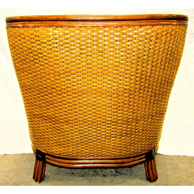 Wood 1970s Rattan Wicker Mandalay Chair With Cushions For Sale - Image 7 of 18