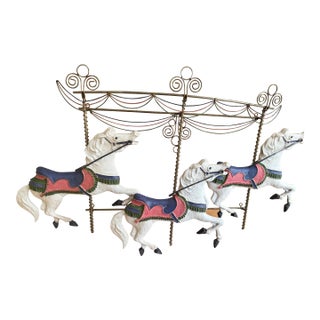 Rare Vintage Curtis Jeré Carousel Horses Metal Wall Sculpture. For Sale
