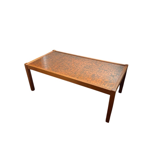 Brutalist Vintage Brutalist Coffee Table with Copper Inlay Top, 1960s For Sale - Image 3 of 6