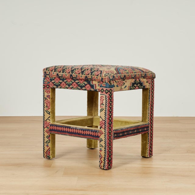 Pair of Stools Upholstered in Antique Persian Kilim For Sale - Image 10 of 14