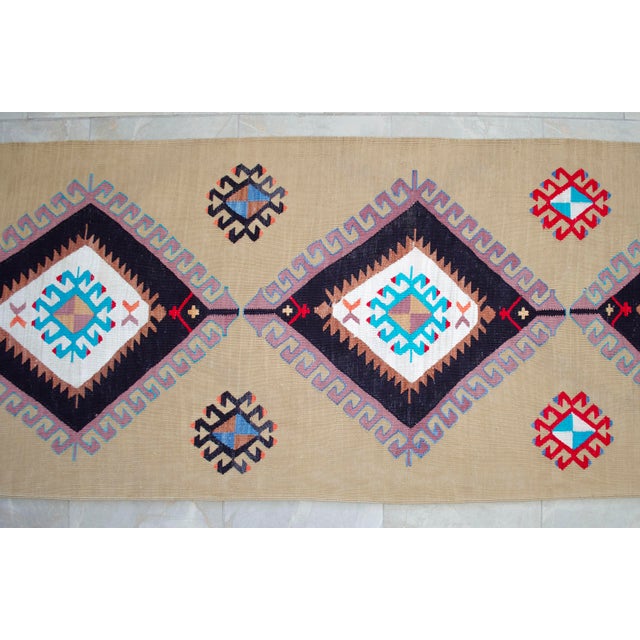 Hand Woven Silk Runner Rug. Extra Long Hallway Decor. Turkish Silk Kilim. Luxury Decor - New - 3′1″ X 14′2″ For Sale - Image 9 of 17