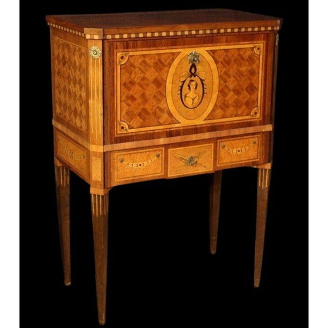 Louis XVI Style Bargueno Secretary Cabinet in Precious Wood Marquetry For Sale - Image 4 of 6