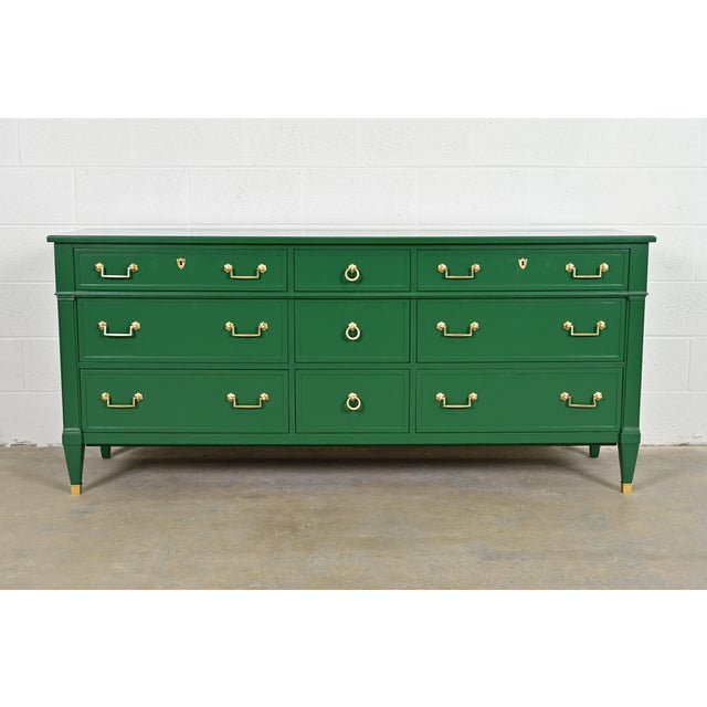 Heritage French Regency Louis XVI Green Lacquered Dresser or Credenza, Newly Refinished For Sale - Image 13 of 13
