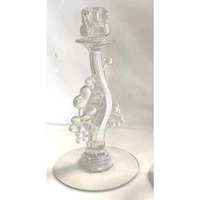 Mid-Century Modern 1940's Heisey Glass Grape Cluster Candlesticks- A Pair For Sale - Image 3 of 13