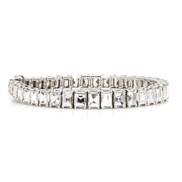 1920s 21.65 Carat Diamond and Platinum Bracelet For Sale - Image 4 of 10