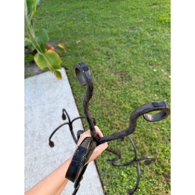 Vintage Hand-Wrought Iron Sculptural Candelabra, Pair For Sale - Image 17 of 18