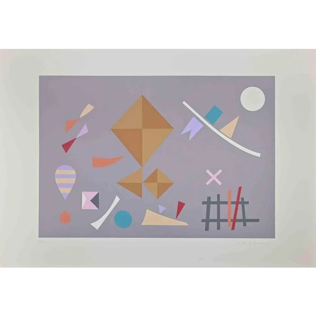 Grey composition is an original contemporary artwork realized by Otto Hofmann in 1989. Mixed colored screen print. Hand...