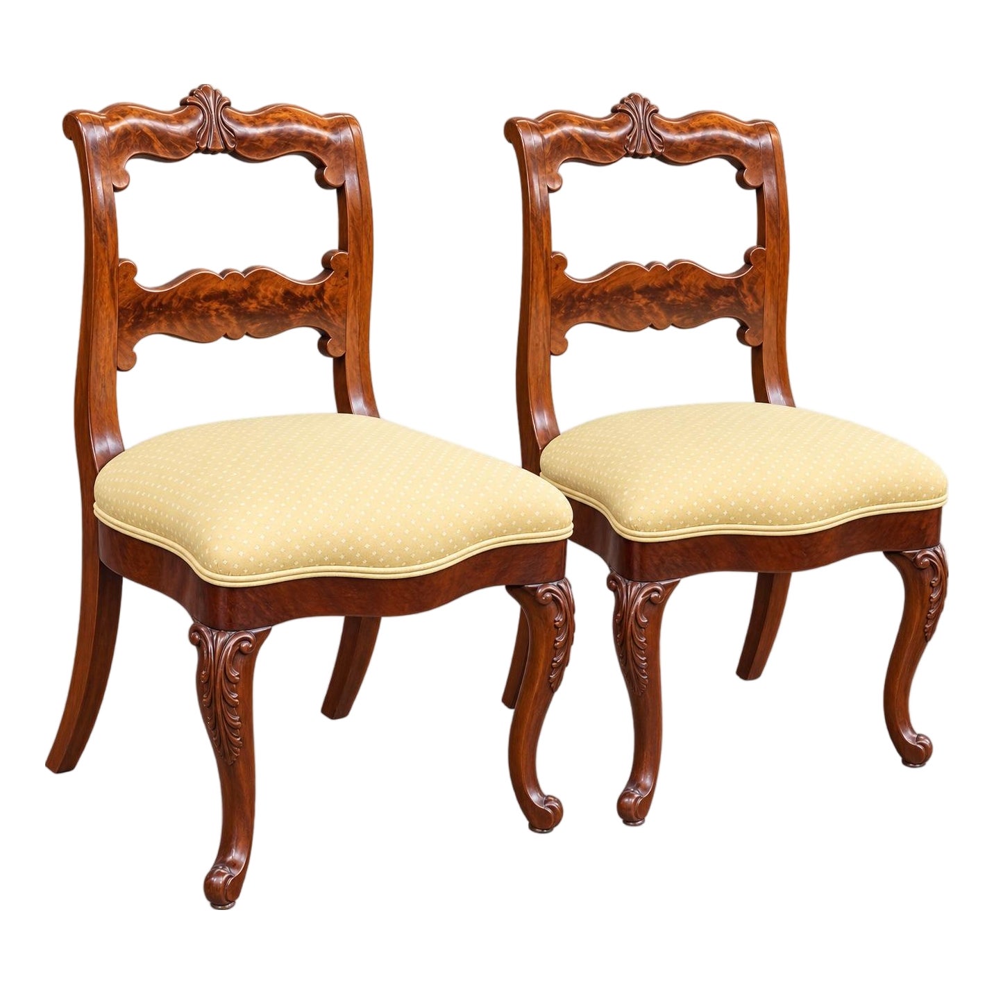 19th Century Flame Mahogany French Victorian Chairs - A Pair | Chairish