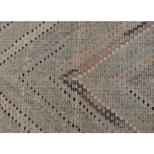 Vintage Turkish Embroidered Flat-Weave Rug With Geometric Design 7'4 X 10'6 For Sale - Image 11 of 15