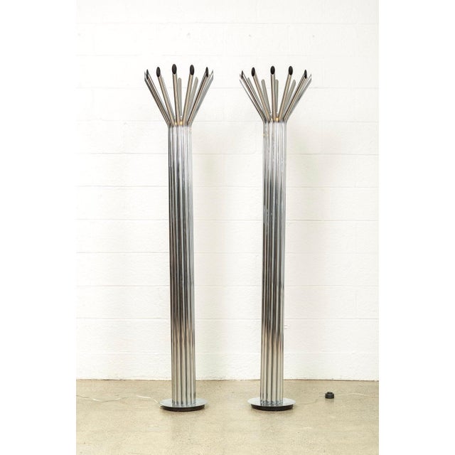 Mid-Century Modern Mid 20th Century Silver Chrome Tubular Floor Lamp by Kovacs - a Pair For Sale - Image 3 of 11