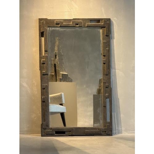 Brutalist Concrete Wall Mirror For Sale - Image 4 of 8