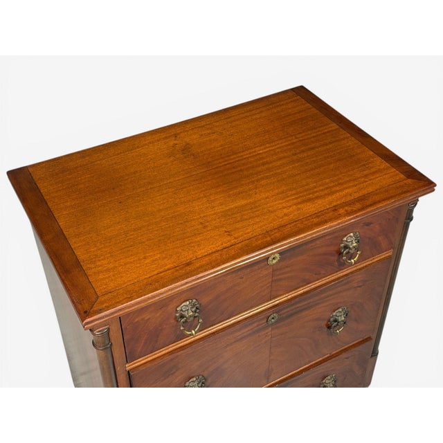 French Empire, Small Commodes, Flame Mahogany, Brass, Usa, 1940s For Sale - Image 10 of 13