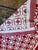Vintage Red White Quilt Top Only Diamond Pattern 68x93 For Sale - Image 6 of 10