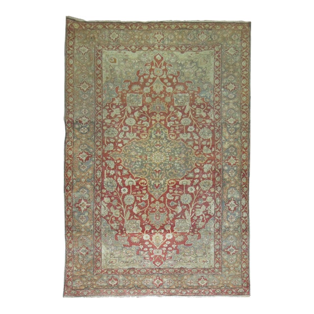 Rosy Red and Gray Antique Turkish Sivas Carpet For Sale