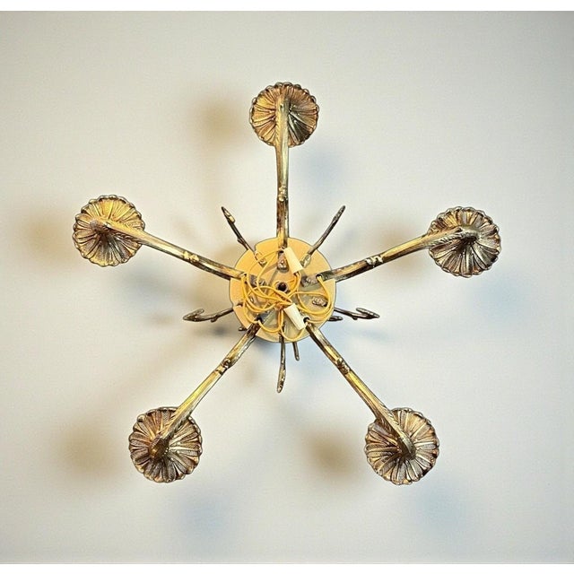 Metal Vintage Hollywood Regency Brass Chandelier 5 Light-Gothic Spanish Revival-as Is For Sale - Image 7 of 11