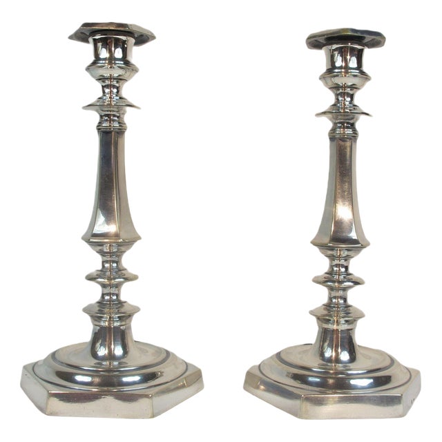 Louis XIV Style Silvered Bronze Candlesticks, Set of 2 For Sale