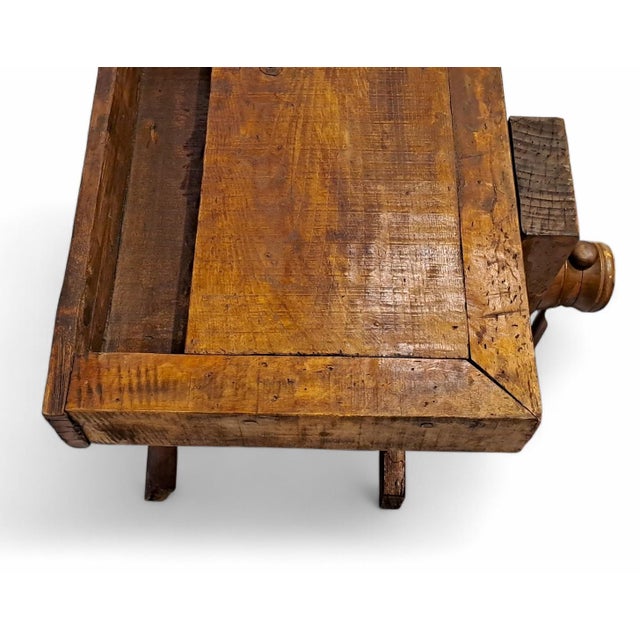 Vintage Poplar Carpenters Bench, 1920s For Sale - Image 7 of 12