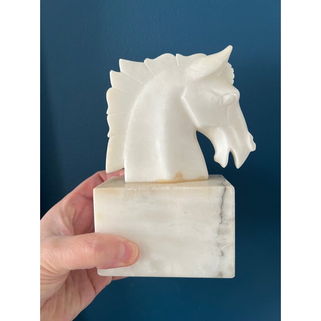 Vintage Marble Desk Clock and Horse Head Bookends Set For Sale - Image 18 of 18