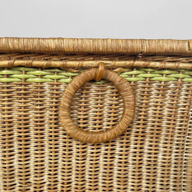 Italian Art Deco Cabinet or Coffee Table in Rattan and Green Rattan, 1930s For Sale - Image 9 of 18