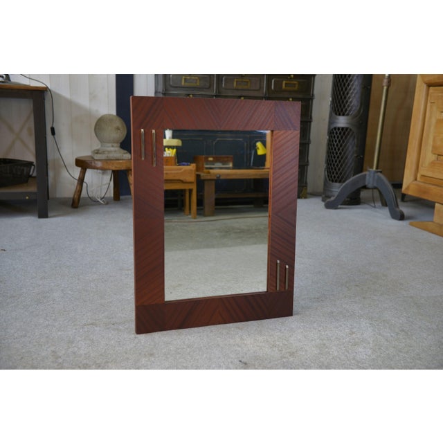 1950s Modern Mahogany Veneer Mirror, 1950s For Sale - Image 5 of 8