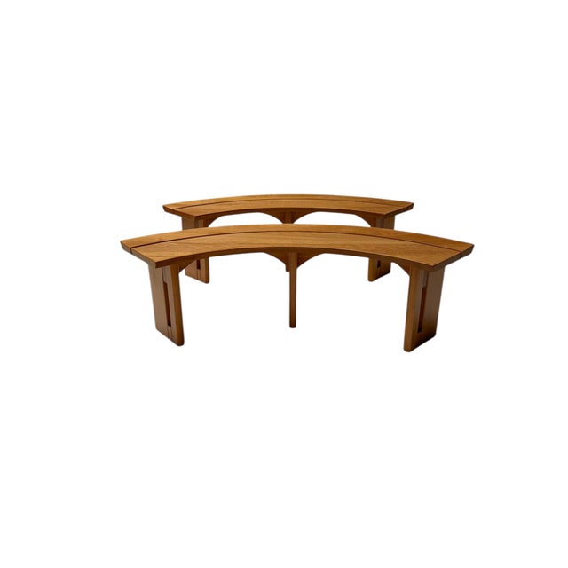 Curved Benches S38A by Pierre Chapo for Ebenisterie Seltz, France, 1970s, Set of 2 For Sale - Image 9 of 12