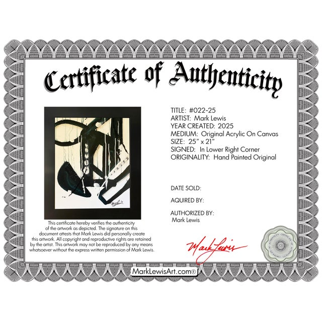 Provenance This original abstract work is offered directly from the private collection of the artist’s family. Mark Lewis...