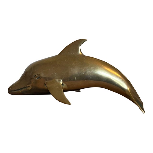 Vintage Brass Mid Century Modern Dolphin Figurine For Sale