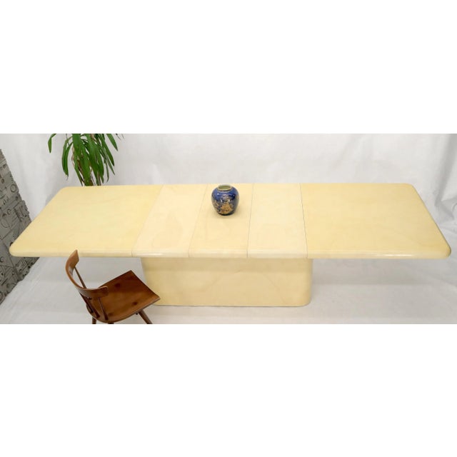 Paint Expandable Extra Long Faux Lacquered Goat Skin Dining Conference Table For Sale - Image 7 of 13