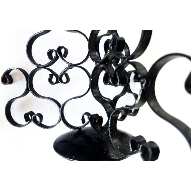 Black Vintage Metalwork Candlesticks, 1950s, Set of 3 For Sale - Image 8 of 9