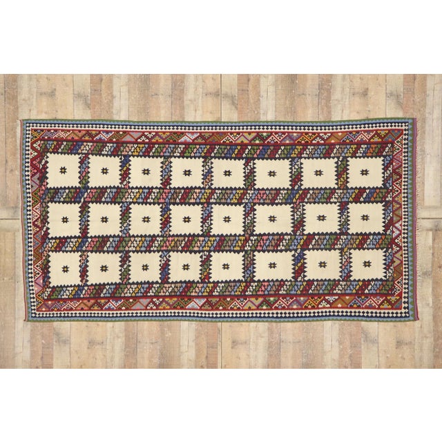 Beige Late 20th Century Vintage Persian Bijar Kilim Rug, 04'11 X 09'08 For Sale - Image 8 of 10