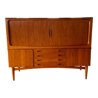 Danish Mid Century Modern Tambour Door Sideboard For Sale