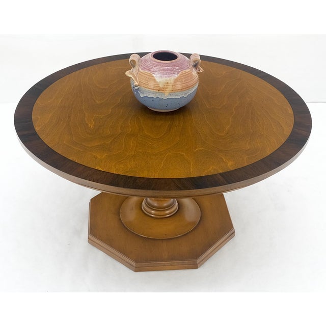 Very Fine Mid Century Modern 36" Round Rosewood Banded Top Coffee Table MINT For Sale - Image 11 of 13